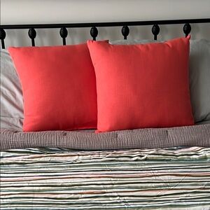 In/Outdoor Coral Orange Pillow Covers - Like New
